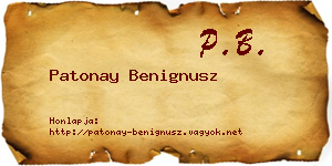 Patonay Benignusz névjegykártya